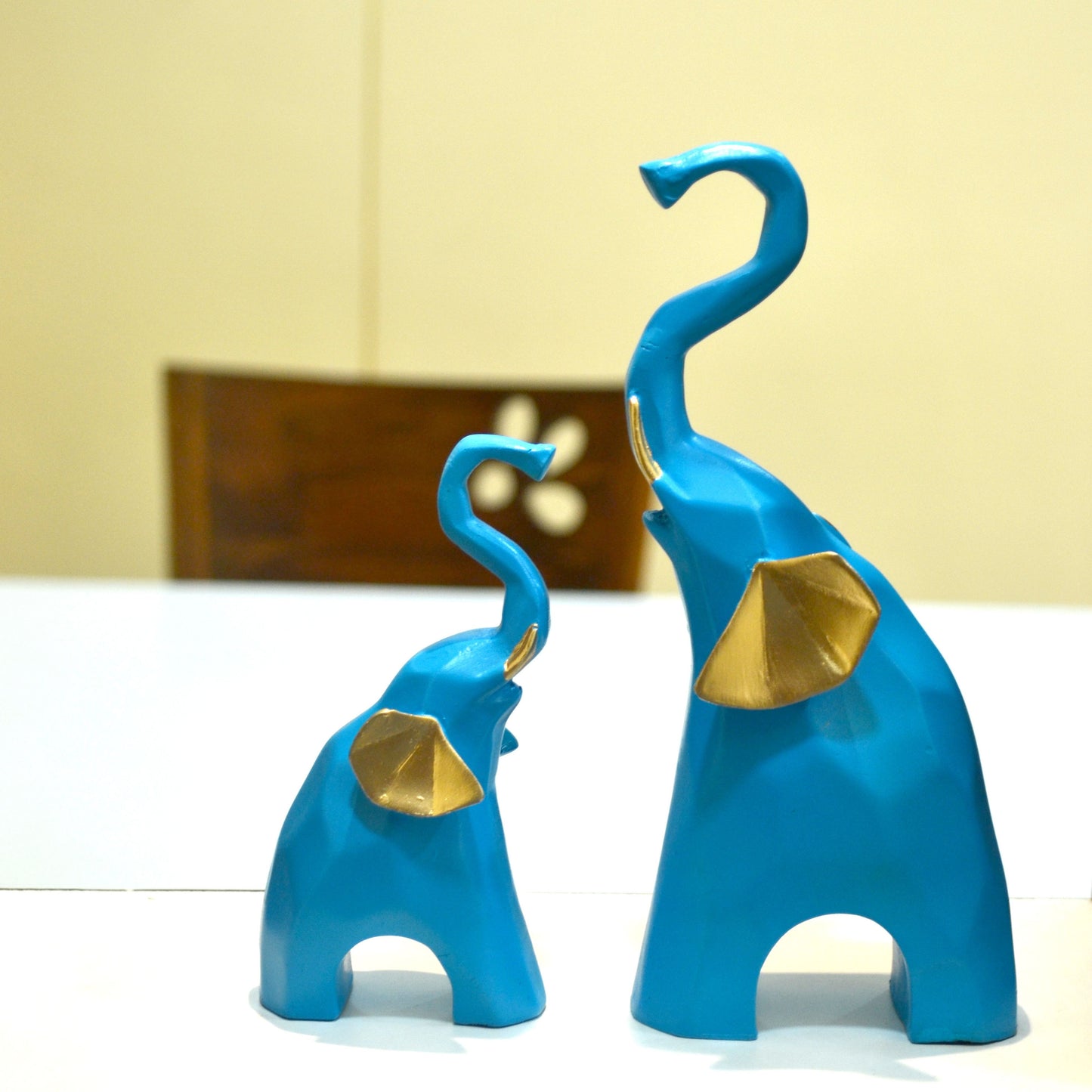 Handcrafted Polyresin Elephant Statues for Home Decoration | Office Desk Decoration | Living Room Decoration - Blue