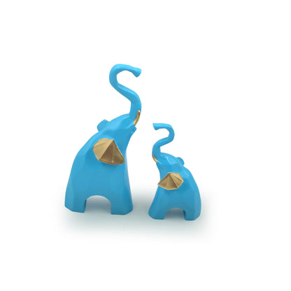 Handcrafted Polyresin Elephant Statues for Home Decoration | Office Desk Decoration | Living Room Decoration - Blue