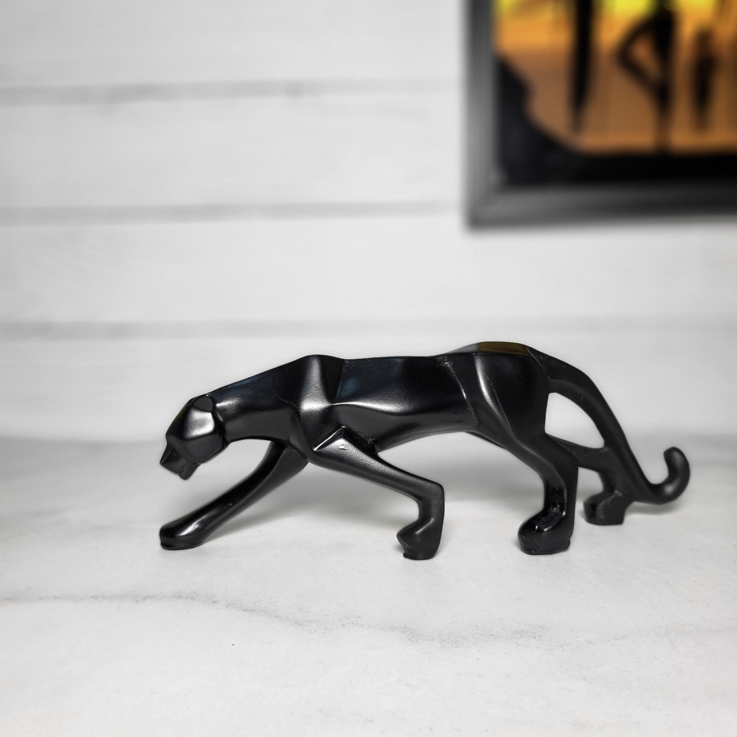 Handcrafted Polyresin Black Panther for Home Decoration | Office Desk Decoration | Living Room Decoration - Black