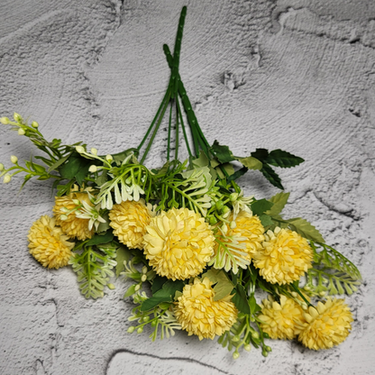 Artificial Chrysanthemum Flower Light Yellow (Bunch Of 2).