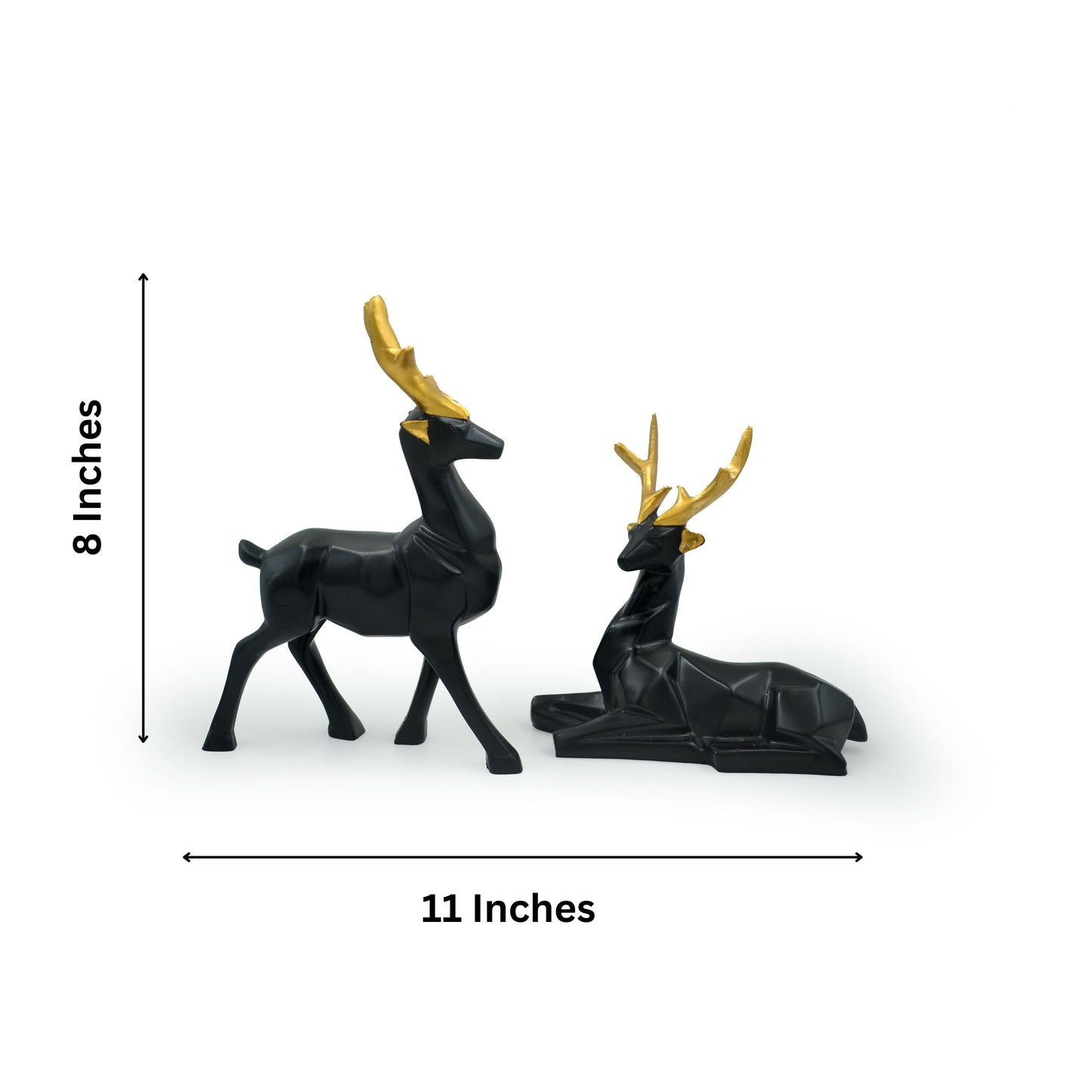 Handcrafted Polyresin Deer/HIran Statues for Home Decoration | Office Desk Decoration | Living Room Decoration - Black