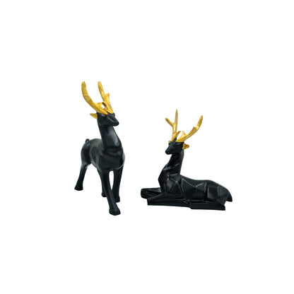 Handcrafted Polyresin Deer/HIran Statues for Home Decoration | Office Desk Decoration | Living Room Decoration - Black