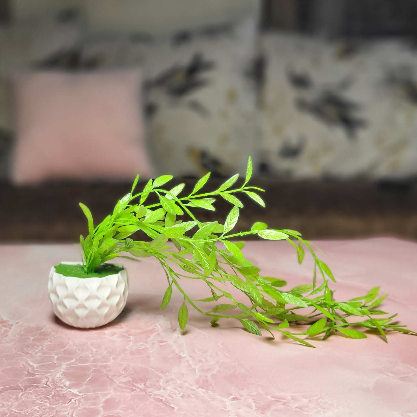 3D Printed Fridge Magnet Flower Pot with Artificial Flower and Creeper - Set of 2 (White Pot with Purple Flower)